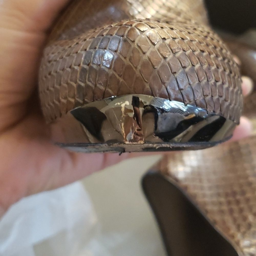 Brown Devi Kroell Snakeskin Booties - Picture 12 of 12